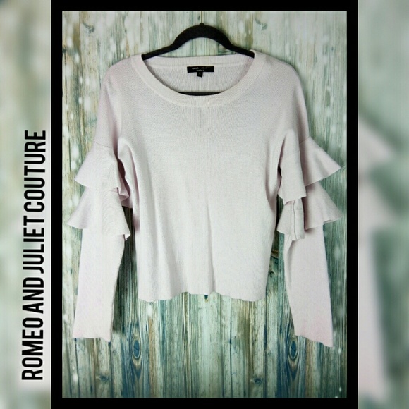 Romeo & Juliet Couture Sweaters - Romeo and Juliet Couture light pink ruffle sweater